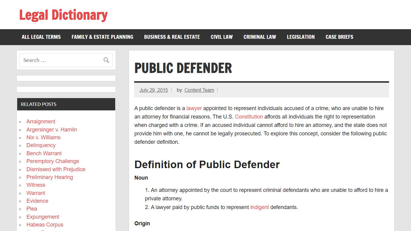 Public Defender - Definition, Examples, Cases, Processes